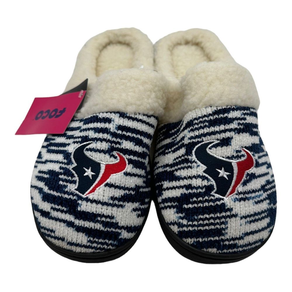 Women's FOCO Houston Texans NFL Football Slippers‎ Slip On House Shoes Sz L 9/10